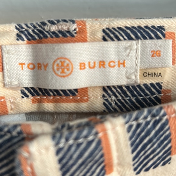 Tory Burch Women’s Abstract Plaid Denim Cropped Skinny Jean Pants - Picture 4 of 8